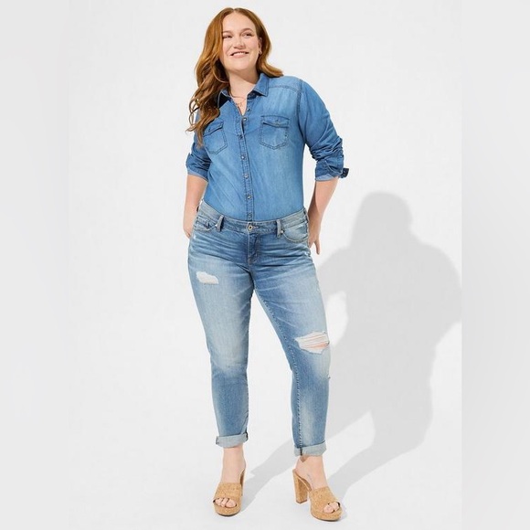 Torrid Denim button Up Shirt Blue Chambray 1x - Picture 9 of 10